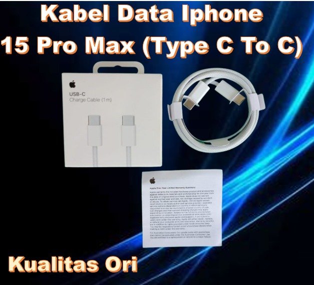 Kabel Data Iphone 15 Pro Max Type C To C  @  15.000,- 